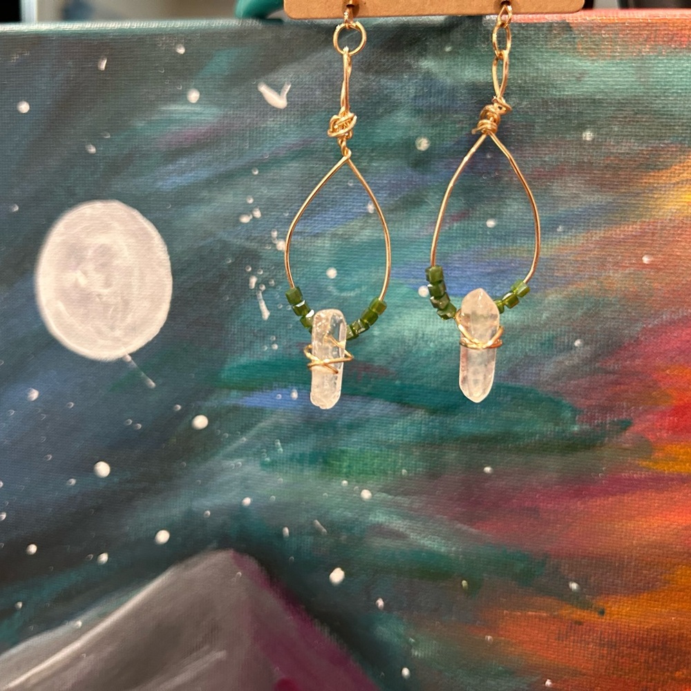 Elegant Gold and Green Crystal Earrings